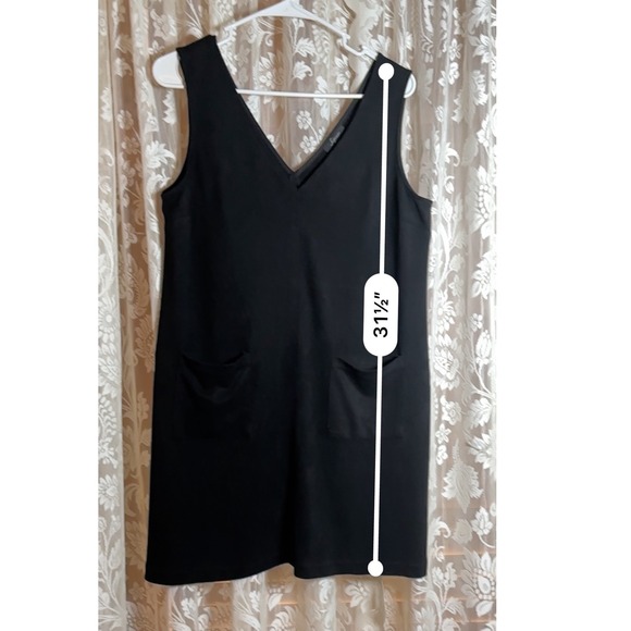 Soprano Black Sleeveless V Neck Mini Dress Pockets Casual Career Women's Medium - Picture 3 of 12